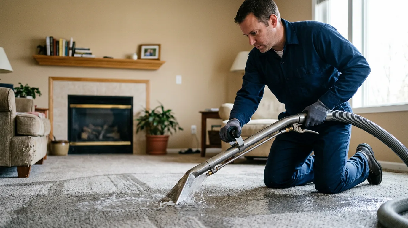 Water damage restoration technician working near Dewy Rose, GA